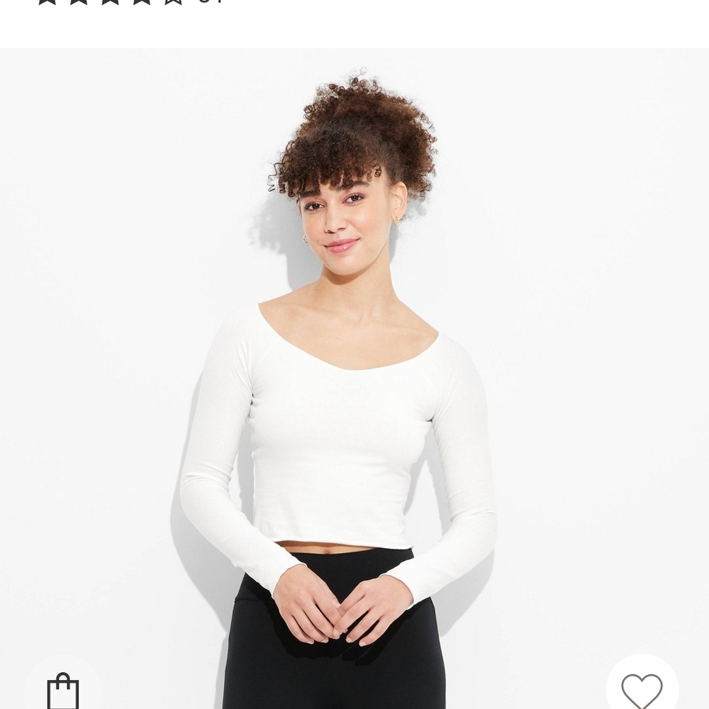 Wild Fable White Long Sleeve Crop Blouse